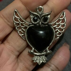 Silver and Black Owl Pendant